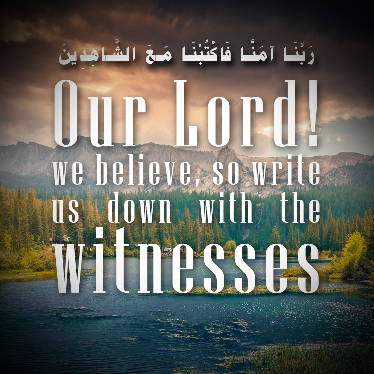picture with quote of Our Lord! we believe, so write us down with the witnesses.