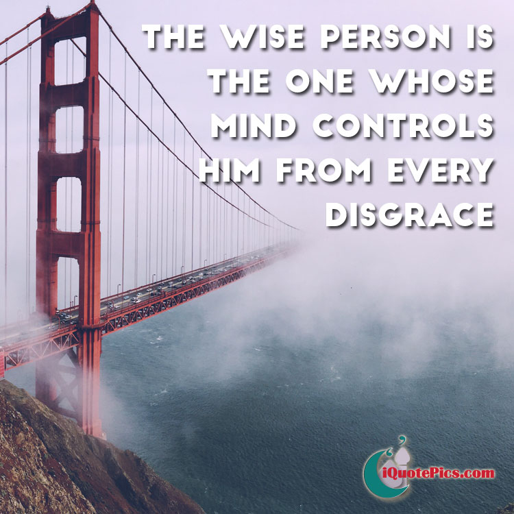 picture with quote of The wise person is the one whose mind controls him from every disgrace.