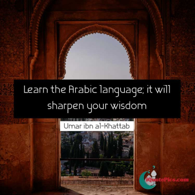 Picture with quote of Learn the Arabic language; it will sharpen your wisdom.